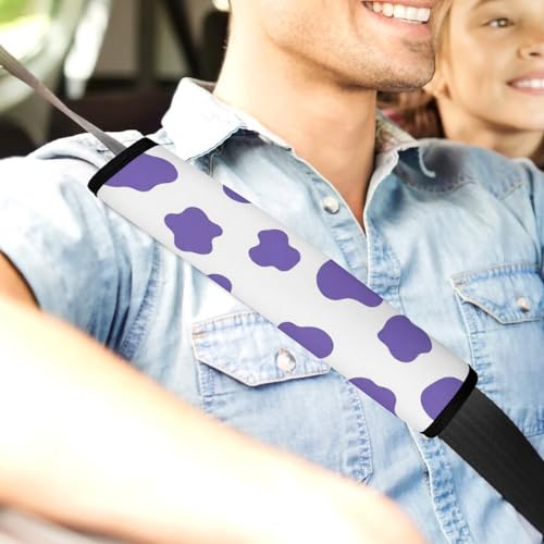 2 Pack Purple Cow Print Lavender Car Seat Straps Shoulder Pads Soft Padded Shoulder Harness Cover for Adult Use, Stroller Pushchair High Chair, Pressure Relief - color: Pattern 973