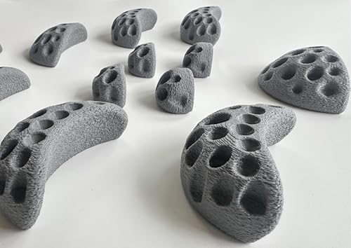 Moon Rock Climbing Holds Easy to Grab Holds for Home Climbing Walls and Swing Sets. Positive in Cut Jugs Great for Kids. Dual Texture, Eco Friendly, Non-Toxic. 2X Stronger Recycled Material.(Grey) - color: Gray