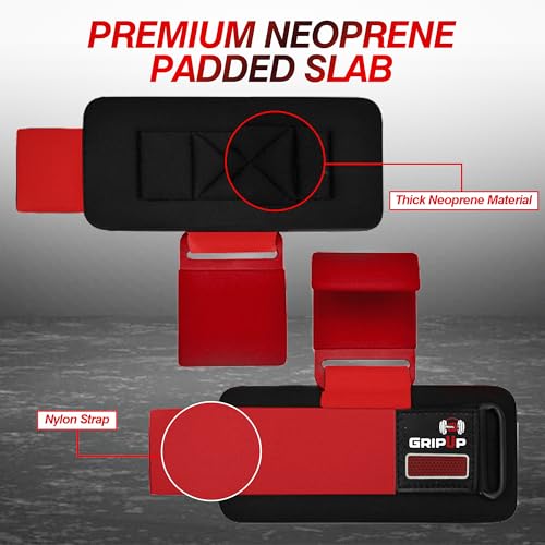 Weight Lifting Hooks – Heavy Duty Gym Straps for Deadlifts, Pull-Ups, Rows & Strength Training Secure Grip Support for Weightlifting, Powerlifting CrossFit Nylon & Neoprene Padding - color: Red