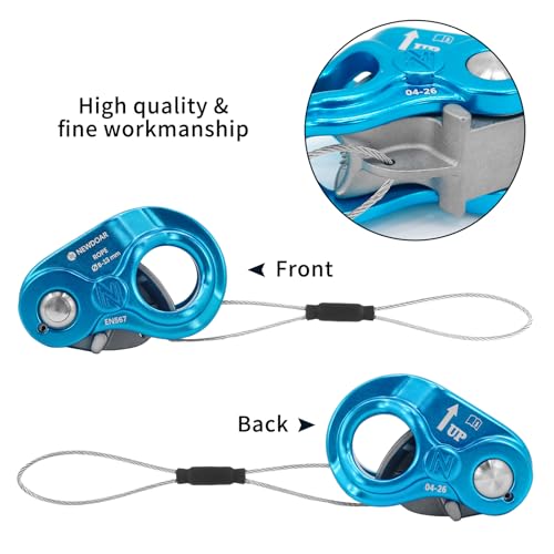 NewDoar Rope Ascender Lightweight Rope Clamp Ascender Riser Adjuster Fits 8-13mm Rope Self-Locking Grip for Rock Climbing,Hunting,Protection Rescue,Rappelling,Arborist,Gear Equipment - color: Blue Pro