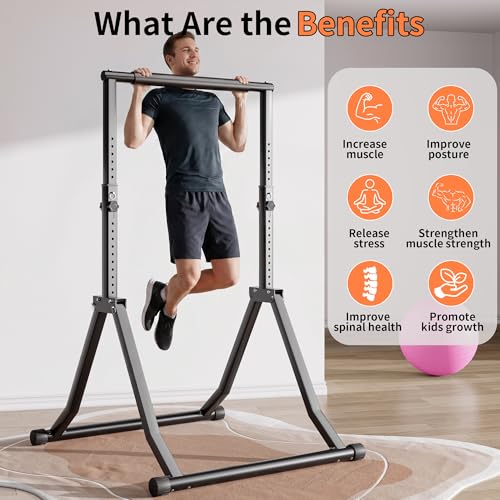 Foldable Pull Up Bar Station 66.1''-84.6'' Power Tower - color: 66"-85"