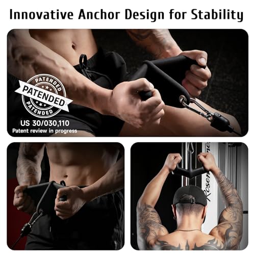 LAT Pull Down Bars Set, Triangular Stability LAT Pulldown Attachments with 8 Ergonomic Handles for Whole Back Training, Non-Slip Cable Machine Attachment for Gym Home Workout - color: Obsidian Black
