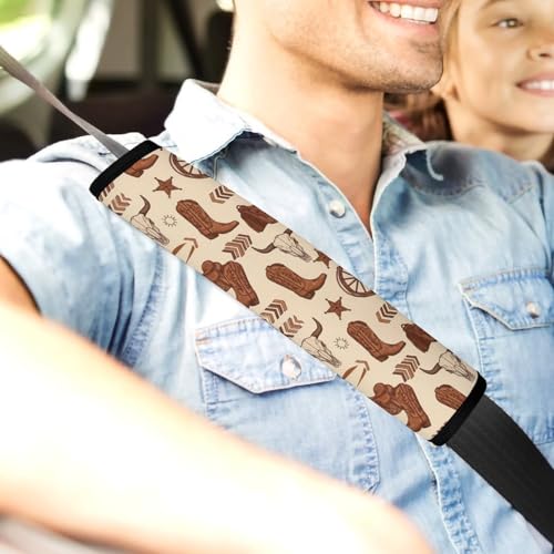 2 Pack Universal Fit Seat Belt Shoulder Pad for Kids, Car Seats Pushchair Strollers High Chair Pushchair, Western Cowboy Brown Shoulder Protector, Anti-Slip Pad - color: Pattern 478