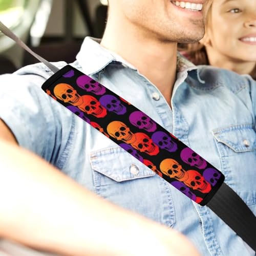 Universal Soft and Comfortable Skull Ombre Black Seat Belt Cover for Kids, Most Cars, 2 Piece Seat Belt Covers Cushion Shock Absorption - color: Pattern 374