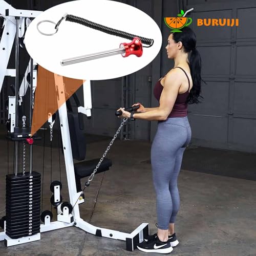 Universal Magnetic Weight Stack Pin with Pull Rope - Gym Pin for Weight Stack Machines | Commercial & Home Gym Accessories | Replacement Weight Pins for Strength Training Equipment - color: Red
