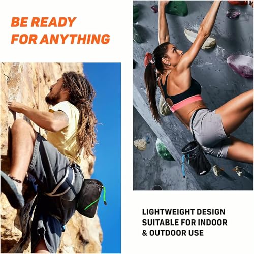 Chalk Bag for Rock Climbing with Quick-Clip Belt, Large Zippered Pockets & Brush Holder - Weight Lifting, Gym, Bouldering, Disc Golf, Wall Climbing Gear Accessories