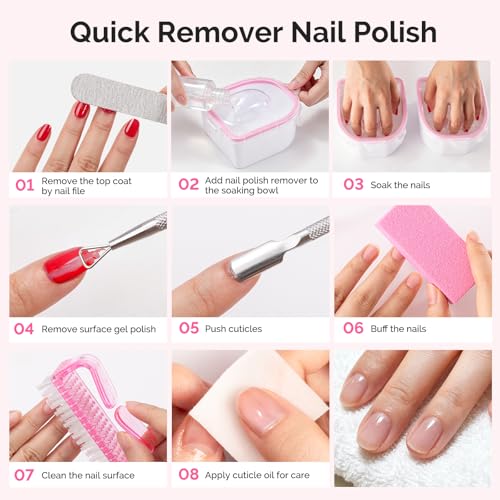 MelodySusie Nail Soaking Bowl,Soak Off Gel Polish Remover | Manicure Bowl for Hand,Cuticle Remover Tools,Cuticle Peeler Scraper,Nail File & Buffer,Nail Brush,Mini Cuticle Oil 100Pcs - size: 10Pcs Milk & Honey