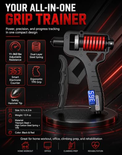 Adjustable Digital Counting Hand Grip Strengthener, 11-363 lbs | Double Spring Grip Strength Trainer, Smart Electronic Counter, 11-363 lbs Forearm Exerciser For Climbing And Fitness - color: 2 Pcs
