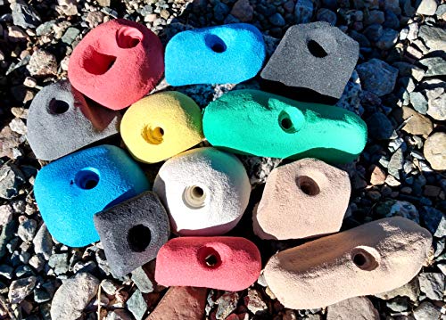 12 Pack Large Polyurethane Bolt-On Rock Climbing Wall Hand Holds - color: multiple