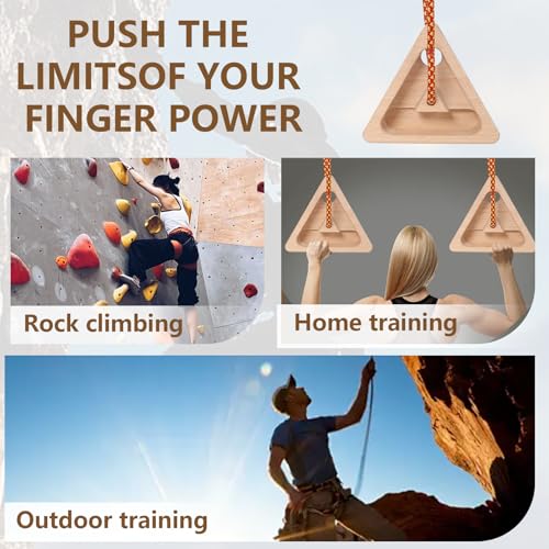 HRVEOCEI Climbing Hangboard for Rock Climbing Training – Wooden Fingerboard with Multi-Grip Design – Strengthen Fingers & Grip – Easy Mount for Home & Gym - color: Brown 2