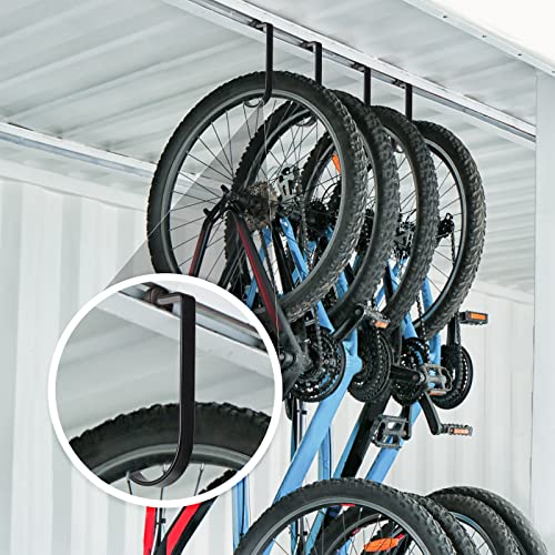 Ferraycle 12 Pcs Add-on Storage Hooks for Ceiling Rack and Wall Shelving, Bike Hanging and Flat Hooks, Black