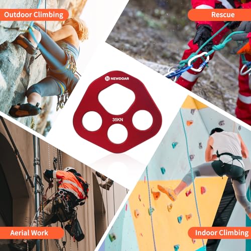 NewDoar Descender Plate 20KN Paw Rigging Plate 4 Holes Rock Climbing Gear(4 holes/20KN Red)