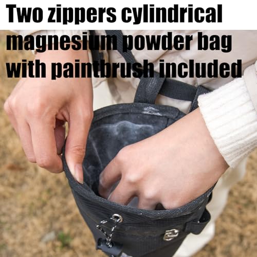 Rock Climbing Chalk Bag Waterproofs Chalk Bag Bouldering Bucket for Rock Climbing Weight Lifting Magnesia Powder - color: Painted black