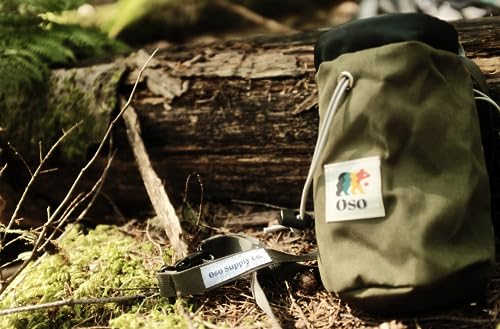 Classic Chalk Bag for Rock Climbing, Bouldering Chalk Bag Bucket with Quick-Clip Belt, Zippered Pockets and Pouch - Perfect Indoor/Outdoor Rock Climbing Gear Equipment - color: Olive Green