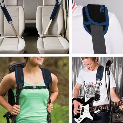 ZINZ Ultra Thick & Breathable Universal Shoulder Pad Cushion for Bag - Long & Comfort - color: Black&blue