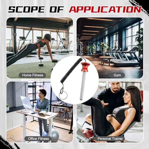 Lasnten Weight Stack Pin Magnetic Universal Gym Weight Pin 0.4 inch Drop Set with Pull Rope for Plate Apertures Above 10.5 mm Heavy Duty - color: Red