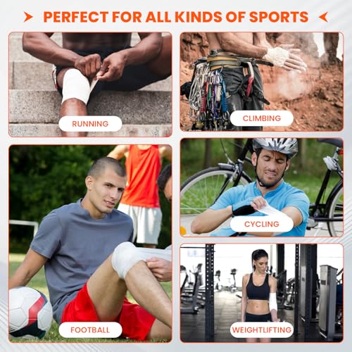 TENKAIWICK White Athletic Tape 16Pk, 1.5"x160Yds, Ankle/Wrist Support, for Soccer/Football - size: 16P