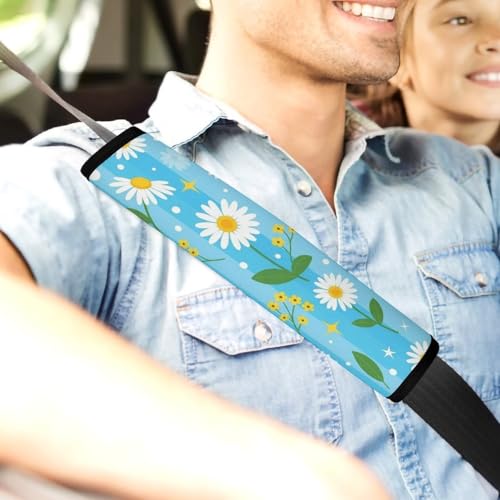 2 Pack Daisy Flowers Seat Belt Cover Universal Fit Seat Belt Cushion for Kids, Stroller Pushchair High Chair, Neck and Shoulder Support - color: Pattern 989