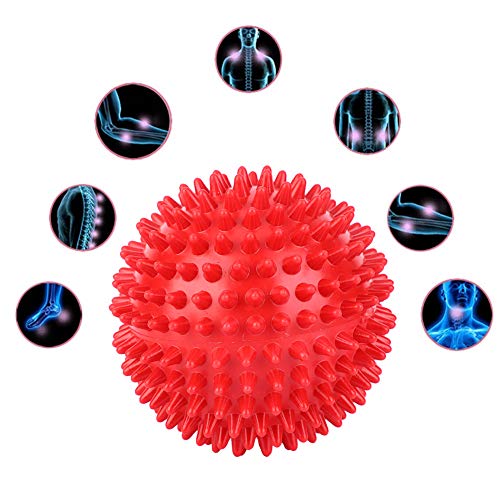 2Pcs Spiky Hard Massage Balls,Soft Spiked Manual Massager Rollers Body Spiky Balls Fitness Finger Relax Tool for Plantar Fasciitis Exercise Back Feet (Large Size 9cm) - color: Red, size: Large size 9cm