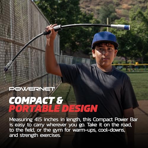 PowerNet Compact Power Bar, Weighted Tube with Interchangeable Weights, Strength Training Shoulder Rehabilitation Aid, Baseball Training Warm Up Cool Down, Increase Strength, Mobility & Flexibility