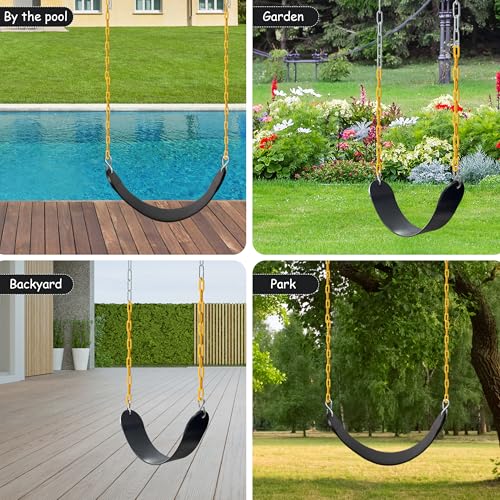 Sunnyglade 2PCS Swings Seats Heavy Duty with 66" Chain Support 250lb Black | Playground Outdoor Swing Seat Replacement with Snap Hooks, Coated Chains, Soft Eva Seat, Non-Slip Design & 250 Lb Capacity - color: Black
