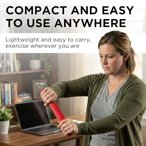 THERABAND FlexBar Resistance Bar, Physical Therapy, Flex, Elbow, Wrist, Red | Flex therapy bar for physical therapy, wrist and forearm exercise, with non slip grip and compact design - color: Red - Light, style: New Version