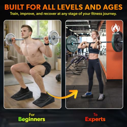 Non-Slip Squat Wedge Block, 2 Pack, Heel Elevated Design | 16 degree incline, durable PP material, calf and ankle stretch, anti-slip pads, includes carry bag