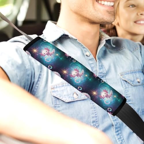 Universal Fit Seat Belt Cover for Adult Use, Stroller Pushchair High Chair, 2PCS Animal Galaxy Cute Kawaii Axolotl Harness Pads Strap Shock Absorption - color: Pattern 761
