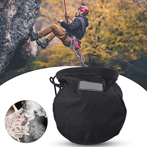 Premium Rock Climbing Chalk Bag with Adjustable Waist Belt Large Capacity Magnesium Powder Pouch for Outdoor Climbing Gym Workouts Oxford Fabric Durable Black 15x15x17cm