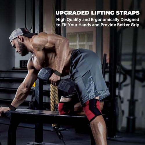 WSAKOUE Lifting Straps, Weightlifting Straps, Deadlift Straps with Padded Neoprene for Power Lifting, Bodybuilding, Gym Workout, Strength Training & Fitness Workout, Resistance - color: Black