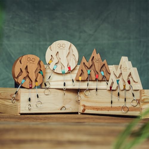 YY Vertical Mountain Decor Keyholder in Wood Wall Decor Ideal Gifts for Mountain Climbers 4 Key Rings Included Perfect for Mountain Lovers