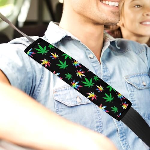 2 Pack Tie Dye Weedleaf Leaf Car Seat Straps Shoulder Pads Breathable Shoulder Protector for Elderly Support, Most Cars, Pressure Relief - color: Pattern 496
