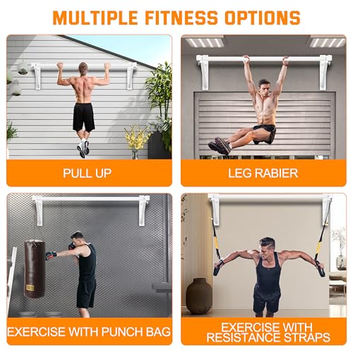 Pull Up Bar Wall Mounted, Heavy Duty 650 lbs Capacity Chin Up Bar, 48" Multi-Grip Strength Training Pull-up Bars, for Home Gym Garage/Backyard Total Body Workout, Ease Of Use Mounting - color: White