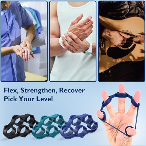 FitBeast Grip Strength Trainer, Finger Exerciser, Forearm Strengthener 9-Piece Kit, Hand Grip Strengthener Targeted Strength, Relief & Recovery - color: Deep Blue