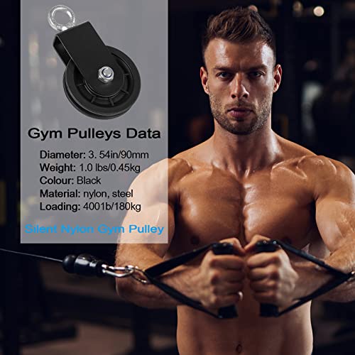 3.54 in Cable Pulley 360 Rotation Traction Wheel with Carabiner and Strap,Silence Smooth Detachable for DIY Gym Pulley System,DIY Gym Attachment Lifting Blocks,Ladder Lift,Hoists,Clothesline - color: 1 Pulley+1 Straps+2 Carabiner+ 79in Cable 1pcs