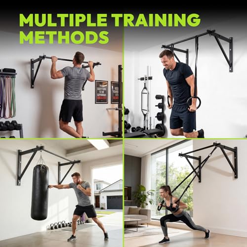 HANDBODE Wall Mounted Pull Up Bar for Doorway, 52''/36'' Chin Up Bar | 500 lb Capacity, Thickened Steel Construction, Joist Mounted - color: 52” wall mounted pull up bar
