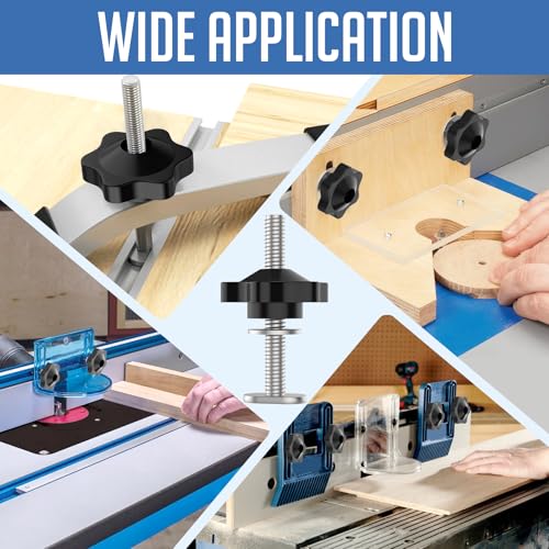 10 Sets 1/4-20 T Track Bolt Knob Kit | T-Track Accessory Includes 1-1/2" & 2" T-Slot Bolts with Washers and Star Knobs for Woodworking Jigs and Fixtures - size: 1/4-20 T Track Knob Kit