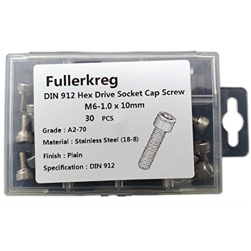 M6-1.0 x 10MM Socket Head Cap Screws,304 Stainless Steel, Quantity 30 - size: M6-1.0 x 10MM
