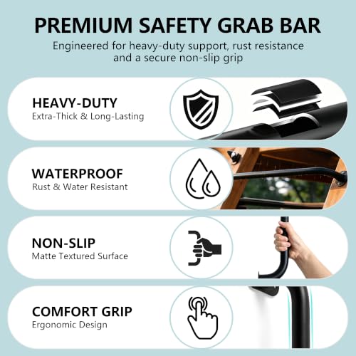 Monkey Bars Indoor Playground Handles 17inch, Heavy Duty Ceiling Grab Bars for Climbing Frames, Wall Ladders, Treehouses and Swing Set Accessories (6-Pack) - color: Black
