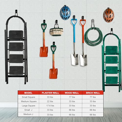 Wallmaster Garage Hooks Organizer Kit,12 Pack Adjustable Heavy Duty Shelving Hook,Wall Mount Utility Steel Garage Organization (Black) - size: 12 pcs-Black
