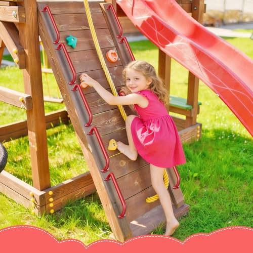 Dolibest 6 Pack 17 Inch Playground Handles, Metal Monkey Bars Indoor & Outdoor, Heavy Duty Ceiling Grab Bars & Wider Base for Climbing Frames, Treehouses, Swing Sets, Wall Ladders & Bunk Beds –Red - color: red 2- 17 Inch-6pcs