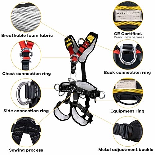 Climbing Seat Belt, Large Size Safety Belt Climbing Gear for Tree Climbing, Fire Rescue, Rappelling - color: Black2