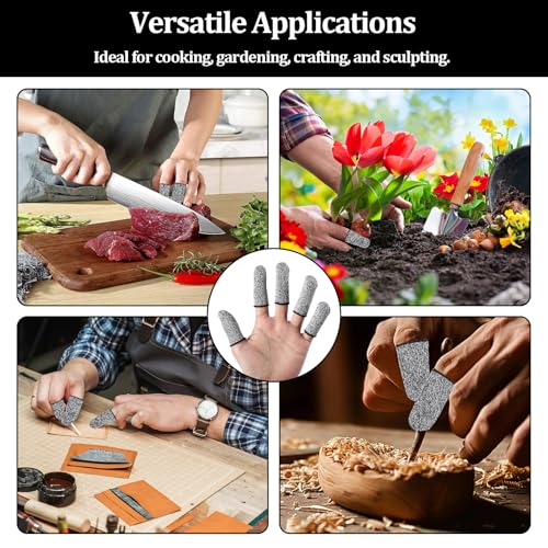 20 PCS Cut Resistant Finger Cots, Reusable Finger Guards, Durable Non Slip Thumb Protector Sleeve, Breathable Fingertip Covers for Kitchen, Work, Sculpture - size: 20 pcs