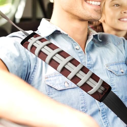 2PCS American Football Fun Traditional Sport Car Seat Straps Shoulder Pads Soft Padded Seat Belt Cushion for Adult Use, Car Seats Pushchair Strollers High Chair Pushchair, Anti-Slip Pad - color: Pattern 1061