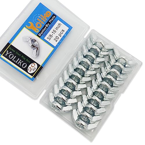 20 PCS 3/8-16 Inch Wingnuts, Quality Carbon Steel Wing Nuts Zinc Plated Fasteners Parts Butterfly Nut, Hand Twist Tighten Hardware Nuts Butterfly Wing-Nut 3/8-16” Assorted Kit - size: 3/8"-16 - Carbon Steel - 20 Pcs