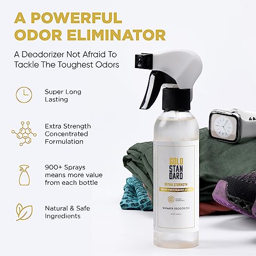 Gold Standard Natural Shoe Deodorizer Spray, Peppermint, 2-Pack (12 oz) | Extra Strength, Long-Lasting Freshness for Sneakers, Boots & Athletic Shoes - size: 6 Fl Oz (Pack of 2)