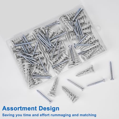 Self Drilling Drywall Anchors, 84PCS Heavy Duty Dry Wall Anchors and Screws Kit for Hanging Sheetrock, 42 Self-Tapping Plastic Drywall Hangers 42 Sheet Rock Screws - size: 1size-42pcs