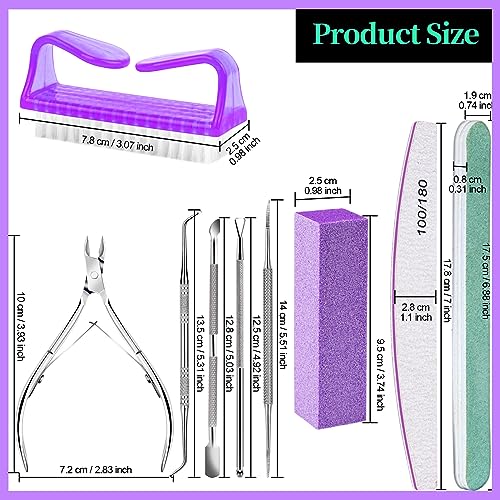 FANDAMEI Manicure and Pedicure Tools Kit, Manicure Kit, Nail Files 100/180, Nail Buffer Block, Nail Cuticle Nippers, Cuticle Pusher, Cuticle Peeler, Ingrown Toenail Tool, Toenail File, Purple - color: D-purple