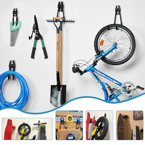 GeeWatom Garage Storage Utility Hooks,Garage Garden Tool Organizer,Steel Wall Mount Hooks, Garden Small U Hooks (6 Pack-Black) - color: 6 Pack-Black