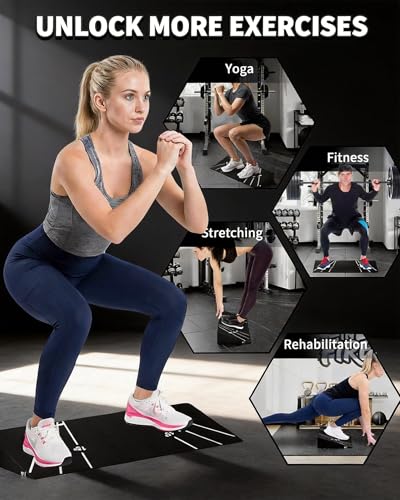 Squat ! Block - 15° Heel Elevated Slant Board for Squats, Deadlifts & Mobility | Non-Slip EVA, One-Piece Design, Extra Large Platform for Home Gym & Weightlifting